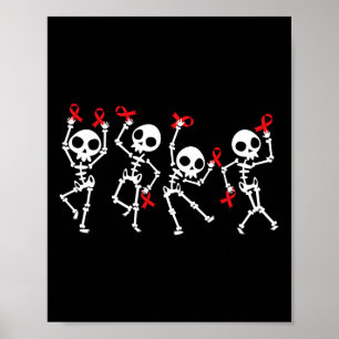 Rote Band Woche Sensibilisierung Skelett Halloween Poster