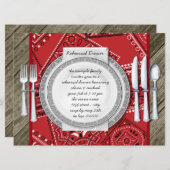 Rote Bandana und Barnholz Probe Dinner Einladung (Vorne/Hinten)