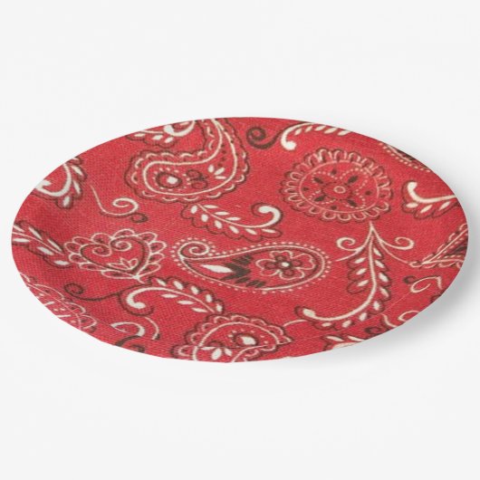 Rote Bandane Pappteller (Schrägansicht)