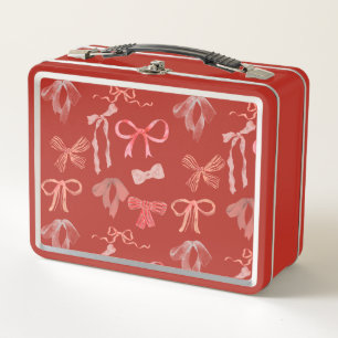Rote Bänder Metall-Lunchbox Metall Brotdose