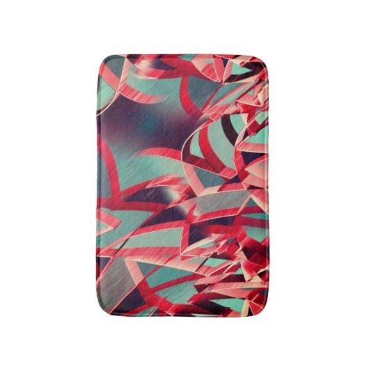 Rote Bänder über bläulich grau, tropfend Badematte (Vorderseite Vertikal)