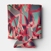 Rote Bänder über bläulich grau, tropfend Dosenkühler (Rückseite)