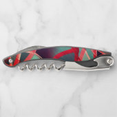 Rote Bänder über bläulich grau, tropfend Kellnermesser (Rückseite)