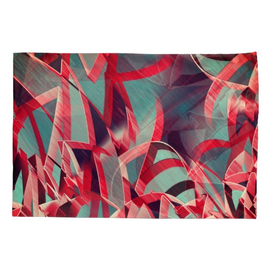 Rote Bänder über bläulich grau, tropfend Kissenbezug (Rückseite-Links)