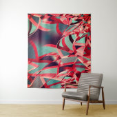 Rote Bänder über bläulich grau, tropfend Wandteppich (Beispiel)