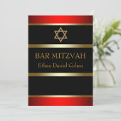 Rote Bar Mitzvah Einladungen (Stehend Vorderseite)