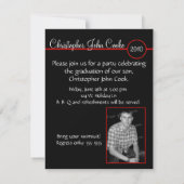 Rote Bar-Monogramm-Foto-Einladung Einladung (Rückseite)