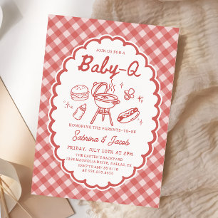 Rote Barbecue-Baby-Q-Einladung zur Babyparty Einladung