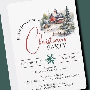 ROTE BARN IM SCHNEE, CHRISTMAS PARTY EINLADUNG