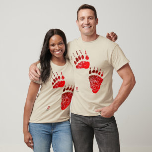 Rote Bärn-Tatzen (Front u. Rückseite) - langes T-Shirt