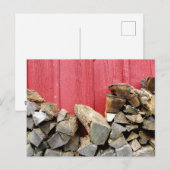 ROTE BARN UND STACKIERTE HOLZPOSTKARTEN FEIERTAGSPOSTKARTE (Vorne/Hinten)