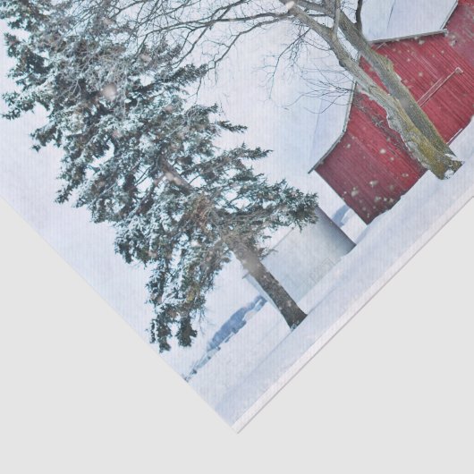 Rote Barnen in einem verschneiten Wunderland Seidenpapier (Ausschnitt)