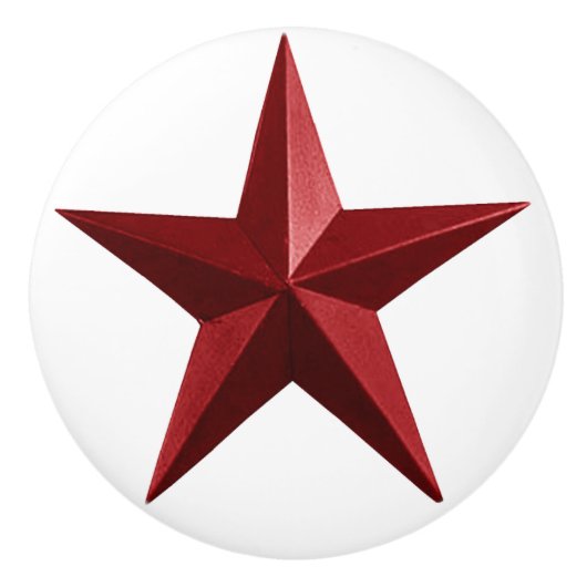 Rote Barnstar-Rundknauf Keramikknauf (Vorderseite)