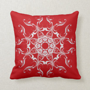 Rote barocke Art-Schneeflocke Kissen