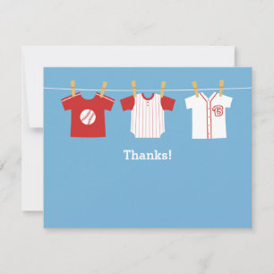 Rote Baseball-Baby-Junge-Shower-Vielen-Dank-Karten Mitteilungskarte