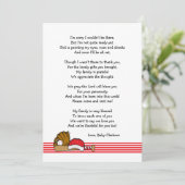 Rote Baseball-Babyparty danken Ihnen, mit Gedicht Dankeskarte (Stehend Vorderseite)