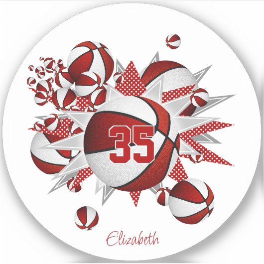 Rote Basketball-Stars Jerodynummer Aufkleber (Vorderseite)