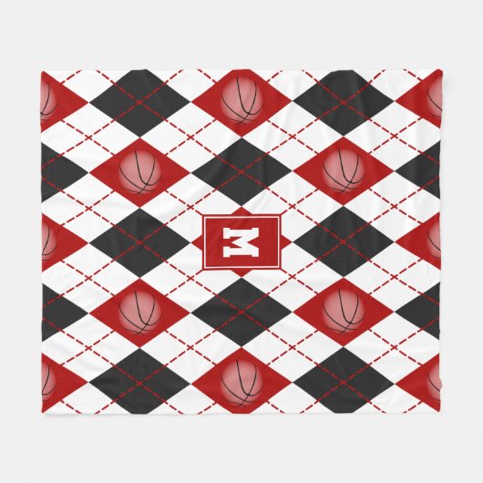 Rote Basketballmannschaft - Raute Fleecedecke (Vorderseite (Horizontal))