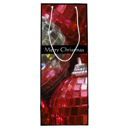 Rote Baubles Frohe Weihnachtsgeschenk Wein schwarz Geschenktüte Für Weinflaschen (Rückseite)