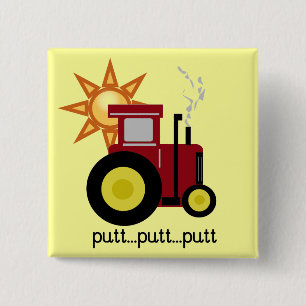 Rote Bauernhof-Traktor-T - Shirts und Geschenke Button