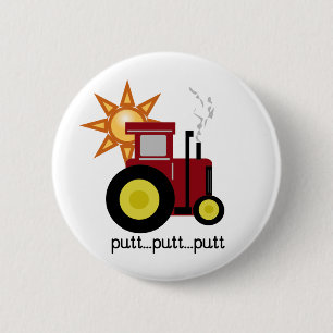 Rote Bauernhof-Traktor-T - Shirts und Geschenke Button