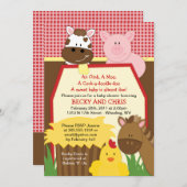 Rote Bauernhofbarnyard-Babyparty-Einladung Einladung (Vorne/Hinten)