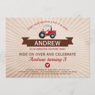 Rote Bauerntragnehmer Geburtstagsparty Einladung