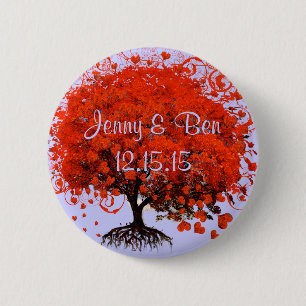 Rote Baum Hochzeits-T-Shirts, Geschenke, Aufkleber Button