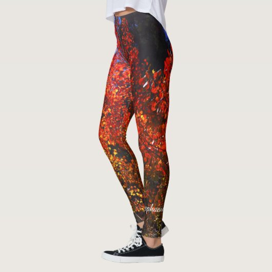 Rote Bäume am Morgen mit Personalisiertem Namen Leggings (Links)