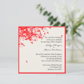 Rote Bäume und Vögel Einladung (Stehend Vorderseite)