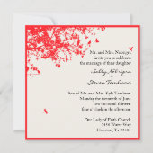 Rote Bäume und Vögel Einladung (Vorderseite)