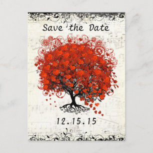 Rote Baumhochzeit Save The Date Ankündigungspostkarte