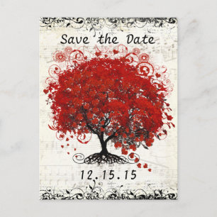 Rote Baumhochzeit Save The Date Ankündigungspostkarte