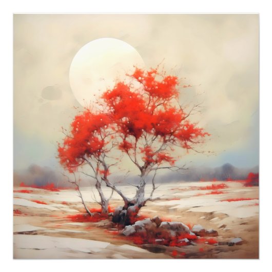 Rote Baumlandschaft Fotodruck (Vorne)