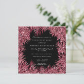 Rote Bean Fern Blätter Rahmen metallisch Schwarz P Einladung (Stehend Vorderseite)