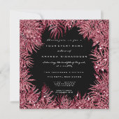 Rote Bean Fern Blätter Rahmen metallisch Schwarz P Einladung (Vorderseite)