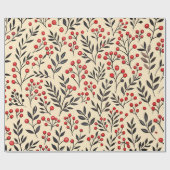 Rote Beeren - Blumenurlaub Geschenkpapier (Flach)