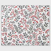 Rote Beeren - Blumenurlaub Geschenkpapier (Flach)