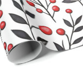 Rote Beeren - Blumenurlaub Geschenkpapier (Rolleneckpunkt)