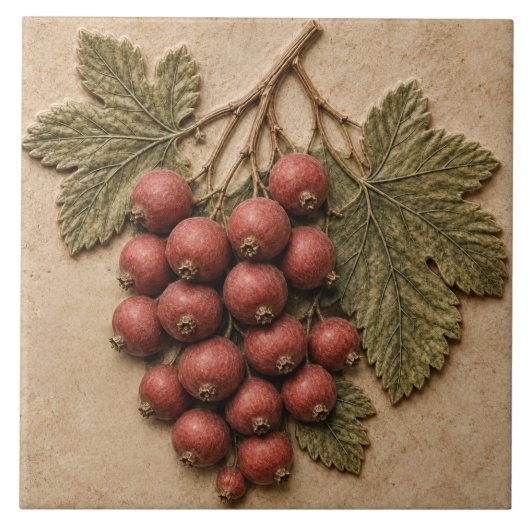 Rote Beeren Botanik Herbst Fliese (Vorderseite)