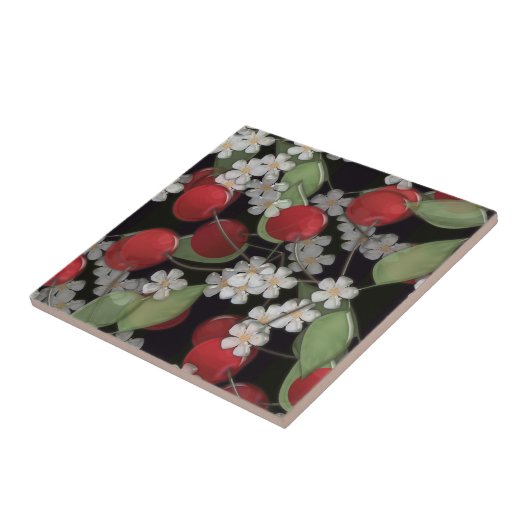 Rote Beeren Fliese (Seite)