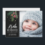 Rote Beeren | Frohe Weihnachten<br><div class="desc">Weihnachtskarte modernes Design mit Zeichnung</div>