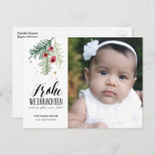 Rote Beeren | Frohe Weihnachten | Postkarte (Vorne/Hinten)