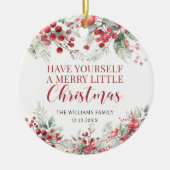 Rote Beeren Frohe Weihnachtsfamilie Foto Ornament (Vorne)