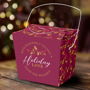 Rote Beeren Goldholz verlasst Weihnachts-Liebe Geschenkschachtel