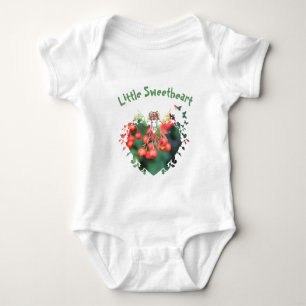 rote Beeren,grün,Herzform, kleiner Schatz Baby Strampler