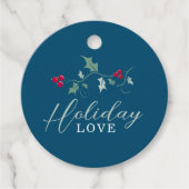 Rote Beeren Grüne heilige Blätter Blau Weihnachtsz Geschenkanhänger (Vorderseite)