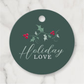 Rote Beeren Grüne heilige Blätter Weihnachts-Liebe Geschenkanhänger (Vorderseite)