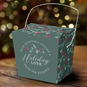 Rote Beeren Grüne heilige Blätter Weihnachts-Liebe Geschenkschachtel
