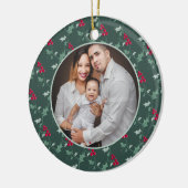 Rote Beeren grüne heilige Blätter Weihnachtsfeiert Keramik Ornament (Links)